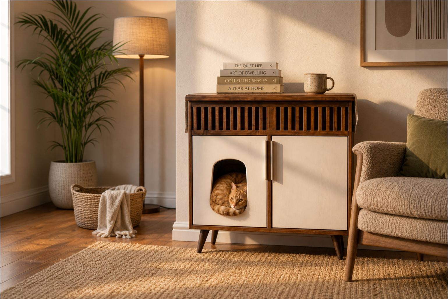 Cat Litter Cabinet in morning light